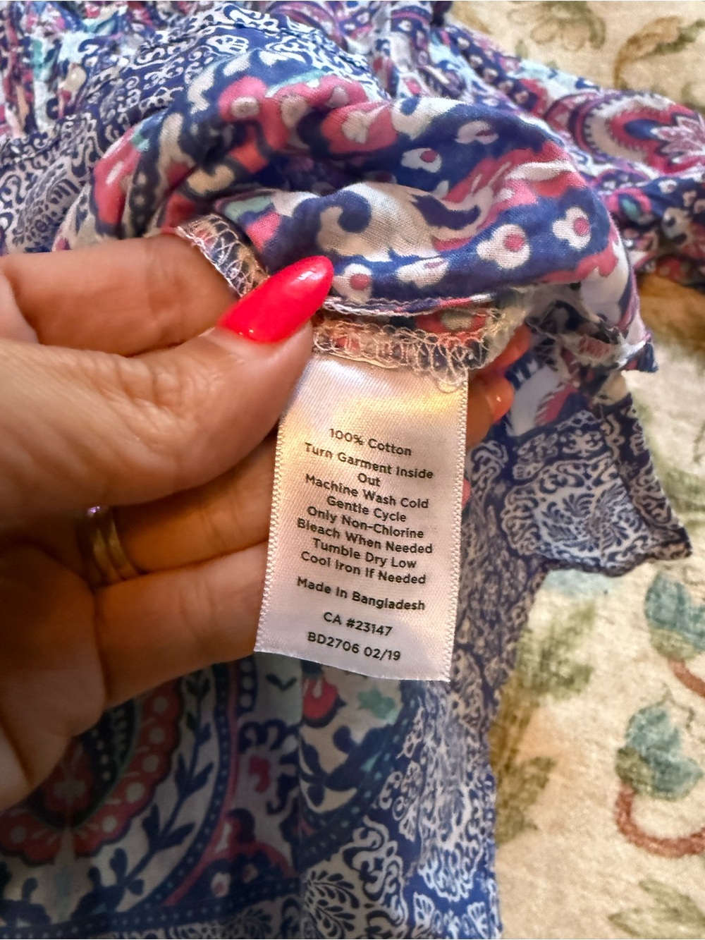 Talbots Blue & Pink Paisley Peasant Tunic - Picture 5 of 5